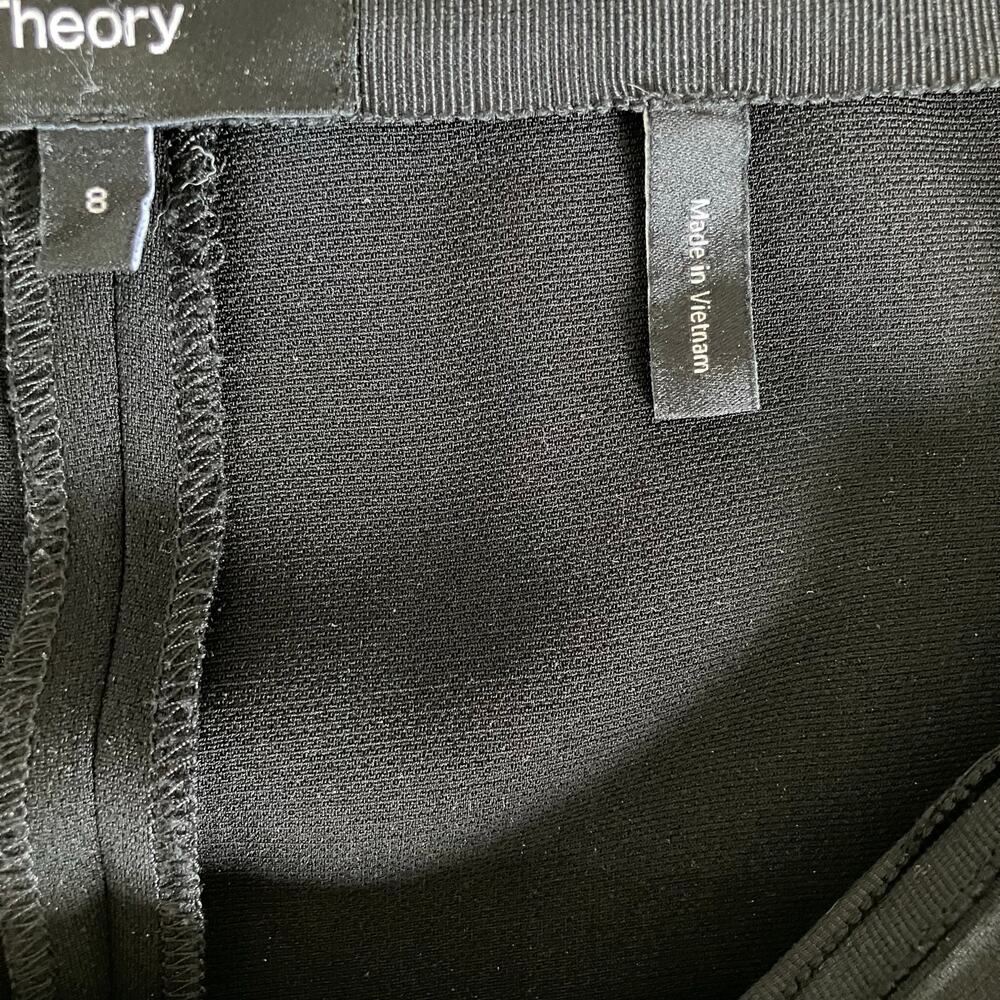 Theory Crepe Flare Leg Pants Size 8 Black Office Business Academia Work Preppy - Picture 7 of 11